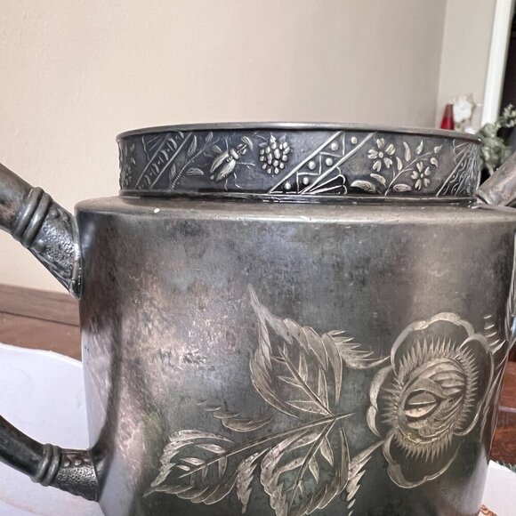 Antique Colonial Silver Company Quadruple Plate Victorian Etched Bee Floral Bowl - Picture 11 of 11